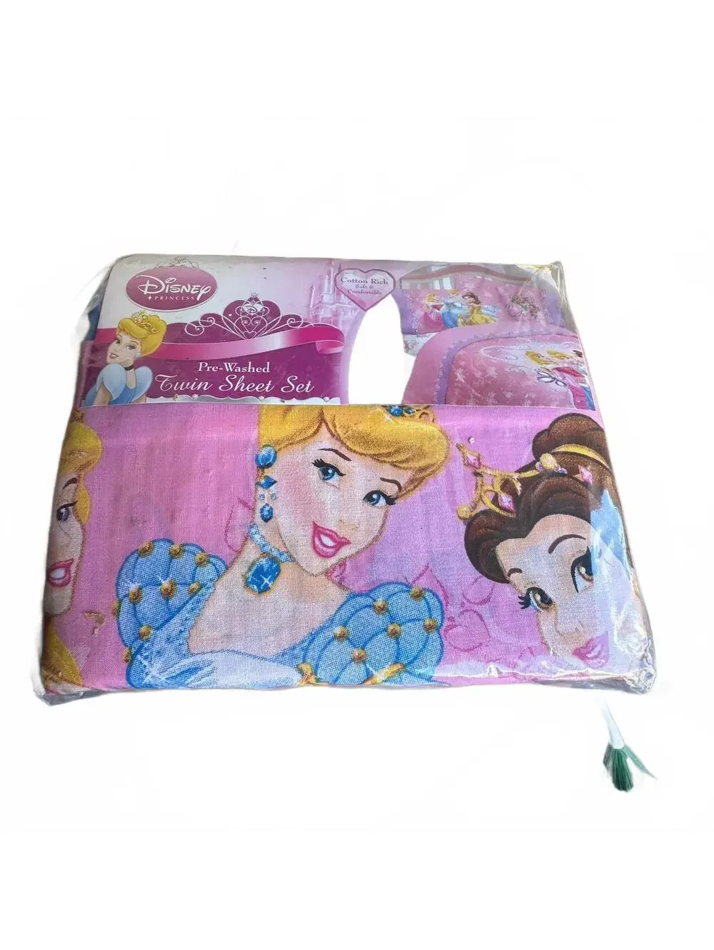 Vintage Disney Princess Pre-Washed Twin Sheet Set Pink Cotton Rich  NWT